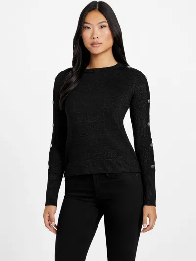 Guess Factory Rachel Button Long-sleeve Sweater In Black