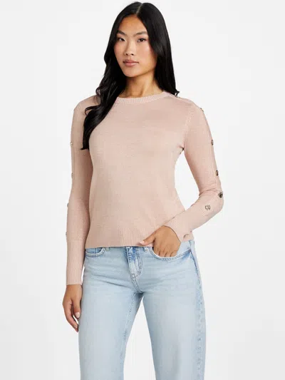 Guess Factory Rachel Button Long-sleeve Sweater In Pink