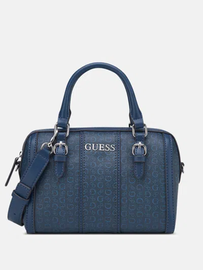 Guess Factory Radleigh Logo Box Satchel In Blue