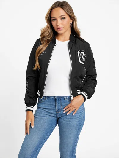 Guess Factory Ralia Varsity Jacket In Black
