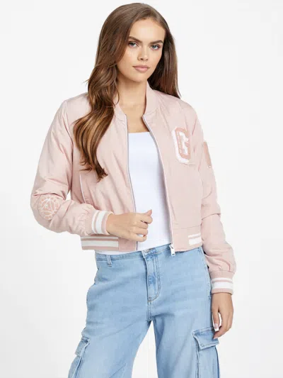 Guess Factory Ralia Varsity Jacket In Pink