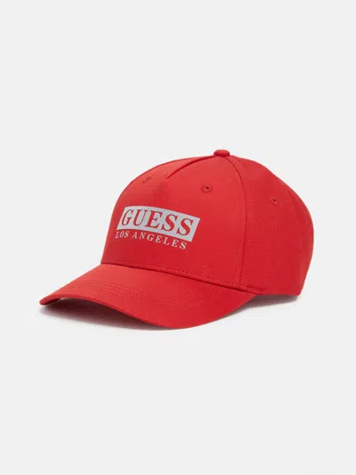 Guess Factory Reflective Logo Baseball Hat In Red