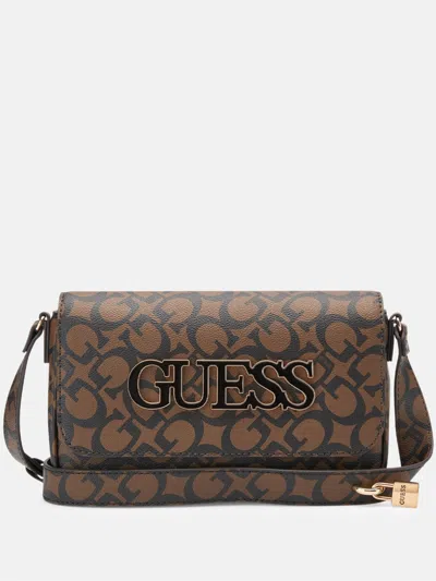 Guess Factory Reinee Fold-over Crossbody In Brown
