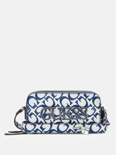 Guess Factory Reinee Mini Double-zip Crossbody In Blue