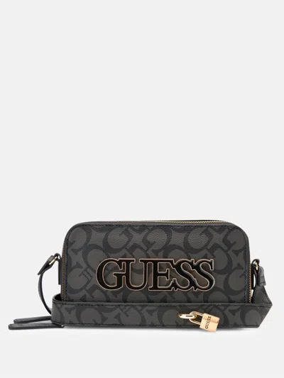 Guess Factory Reinee Mini Double-zip Crossbody In Grey