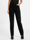 Guess Factory Renda Rhinestone High-rise Straight Jeans In Black