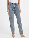 Guess Factory Renda Rhinestone High-rise Straight Jeans In Blue