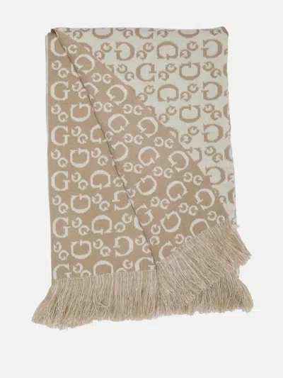 Guess Factory Reversible G Logo Scarf In Brown