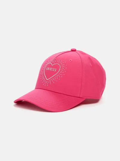 Guess Factory Rhinestone Heart Baseball Hat