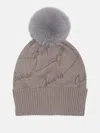Guess Factory Rhinestone Logo Beanie In Gray