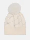 Guess Factory Rhinestone Logo Beanie In White