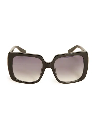 Guess Factory Rhinestone Logo Plastic Square Sunglasses In Silver
