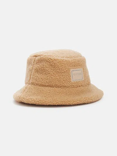 Guess Factory Rhinestone Sherpa Bucket Hat In Brown