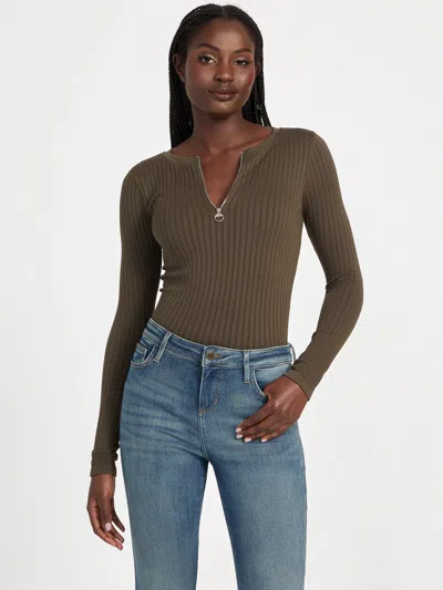 Guess Factory Rianna Zip Sweater Top In Black