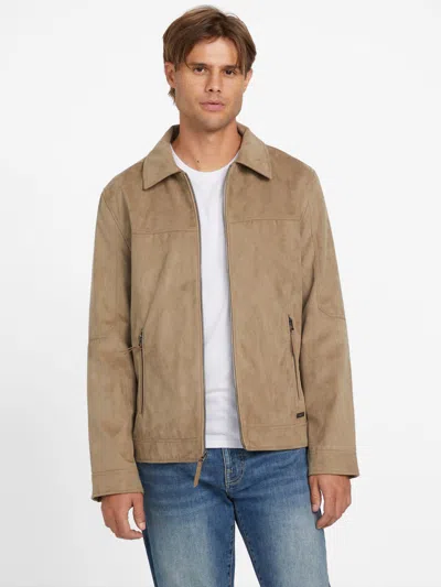 Guess Factory Ricard Faux-suede Jacket In Brown