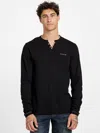 Guess Factory Ricardo Long-sleeve Henley Tee In Black