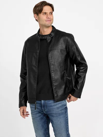 Guess Factory Rickie Faux-leather Biker Jacket In Black