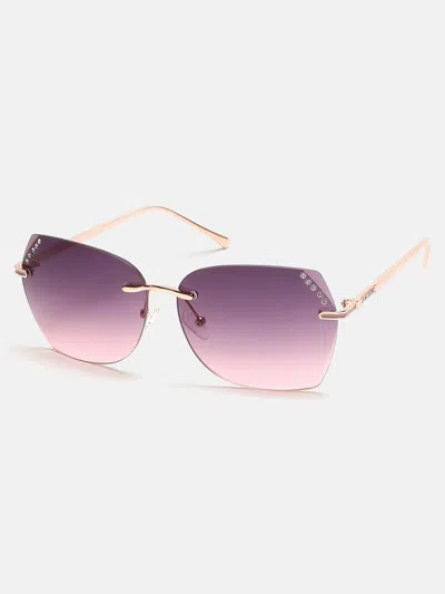 Guess Factory Rimless Square Sunglasses In Pink