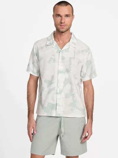Guess Factory Rink Printed Linen-blend Shirt In Multi