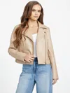 Guess Factory Rita Faux-leather Moto Jacket In Brown