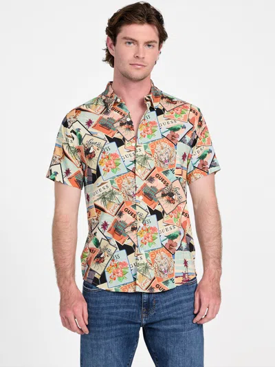 Guess Factory Roberto Collage Shirt In Black