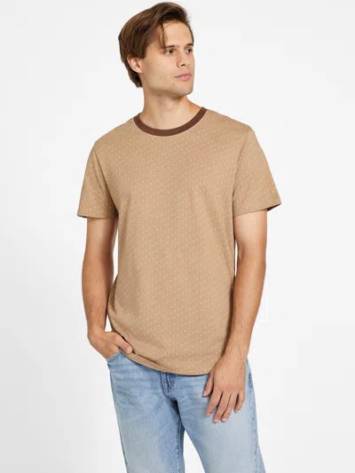 Guess Factory Ronnie Logo Tee In Beige