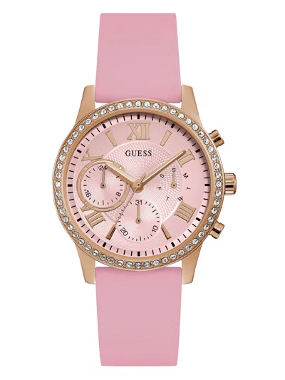 Guess Factory Rose Gold-tone And Blush Silicone Multifunction Watch