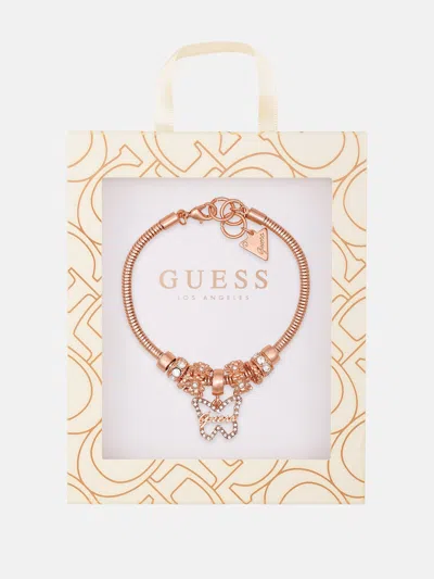 Guess Factory Rose Gold-tone Butterfly Charm Bracelet