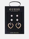 Guess Factory Rose Gold-tone Heart Earrings Box Set - 3 Pairs In Multi