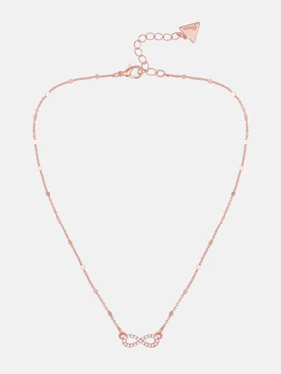 Guess Factory Rose Gold-tone Infinity Necklace In Multi