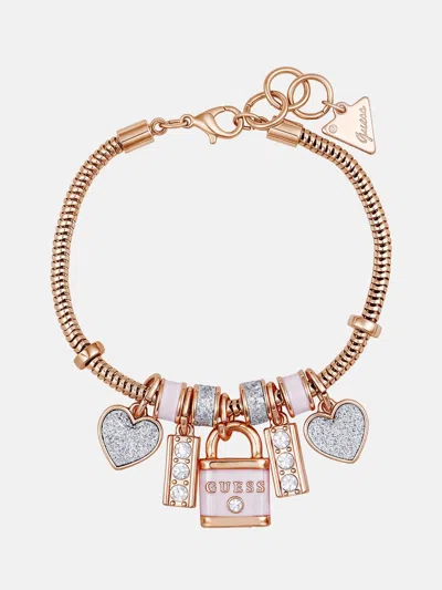 Guess Factory Rose Gold-tone Lock Charm Bracelet