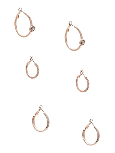 Guess Factory Rose Gold-tone Logo Hoop Earrings Set