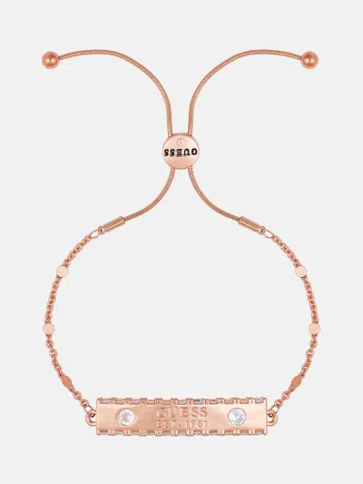 Guess Factory Rose Gold-tone Slider Logo Bar Bracelet