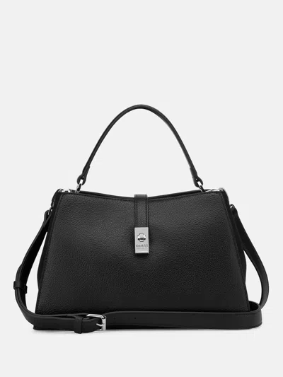 Guess Factory Rudie Embossed Logo Satchel In Black