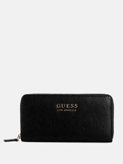 Guess Factory Rue Perforated Medium Wallet In Black