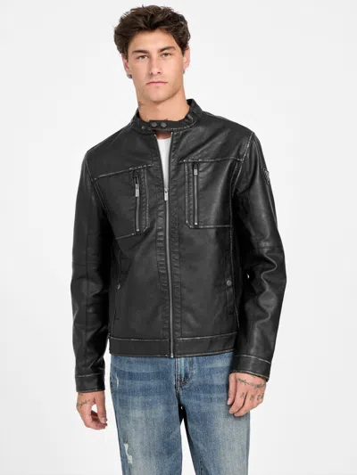 Guess Factory Rufus Faux-leather Jacket In Black