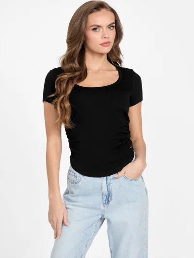 Guess Factory Rylie Ribbed Top In Black