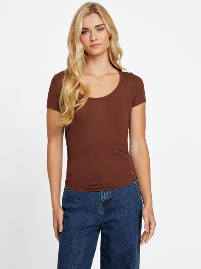 Guess Factory Rylie Ribbed Top In Brown