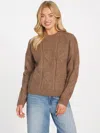 Guess Factory Sabrina Cable-knit Sweater In Brown