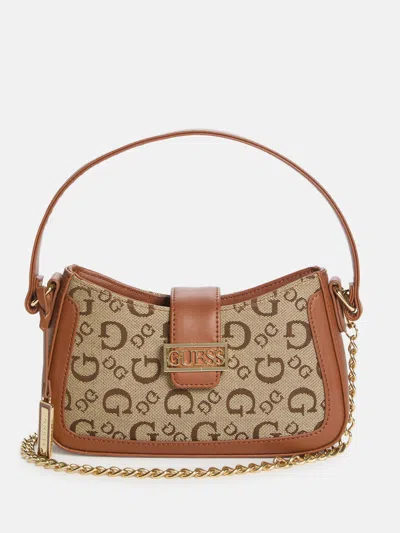 Guess Factory Sabrina Mini Shoulder Bag In Brown