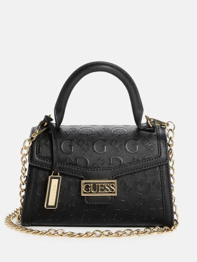 Guess Factory Sabrina Top-handle Mini Bag In Black