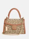 Guess Factory Sabrina Top-handle Mini Bag In Brown
