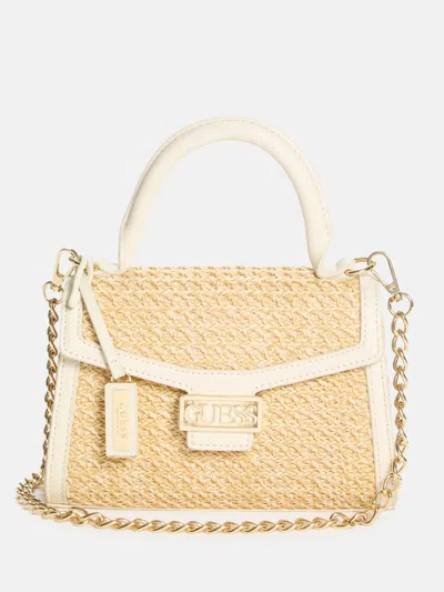 Guess Factory Sabrina Top-handle Mini Bag In White