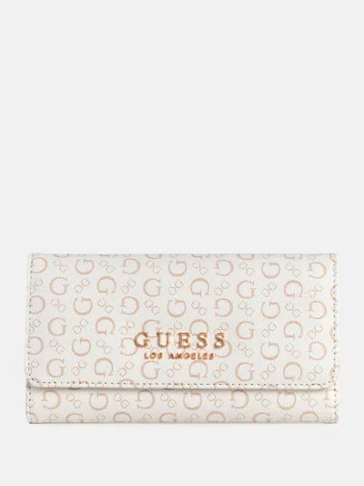 Guess Factory Saffron Slim Clutch Wallet In White