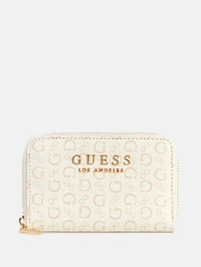 Guess Factory Saffron Small Logo Zip Wallet In White