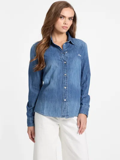 Guess Factory Samantha Denim Shirt In Blue