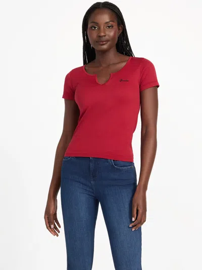 Guess Factory Sammie Crewneck Crop Top In Red