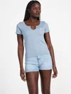 Guess Factory Sammie Crewneck Crop Top In Blue