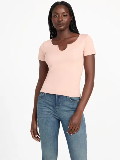 Guess Factory Sammie Crewneck Crop Top In Pink