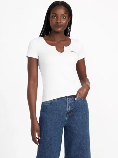 Guess Factory Sammie Crewneck Crop Top In White